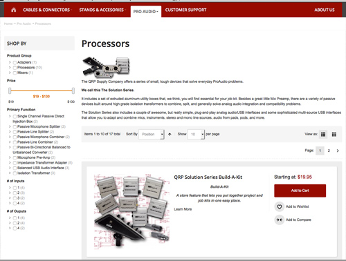 e-commerce qrp catalog navigation